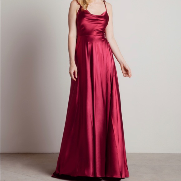 Red Satin Maxi dress - Picture 3 of 5